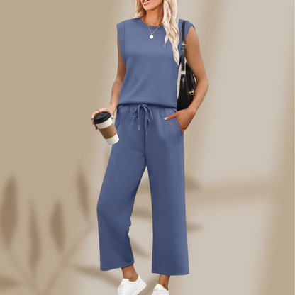 Leona —  Sleeve Top & Wide-Leg Crop Set