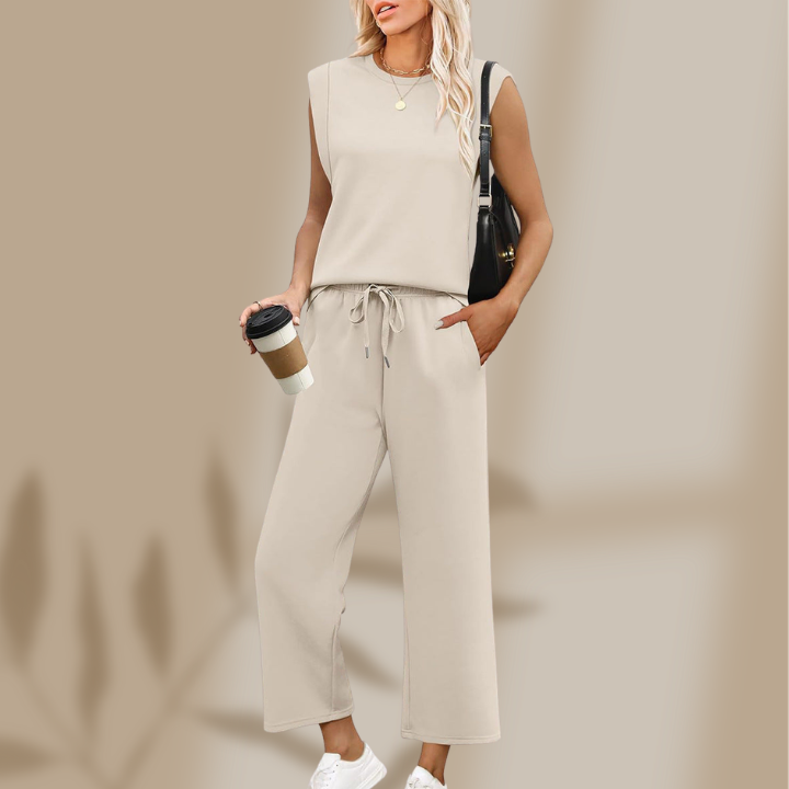 Leona —  Sleeve Top & Wide-Leg Crop Set