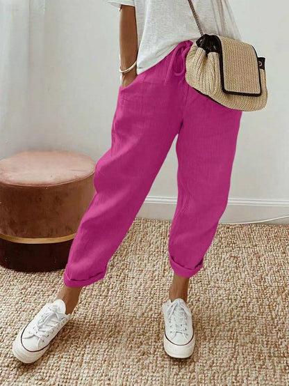 Linève  —  High-Waist Linen Straight-Leg Trousers