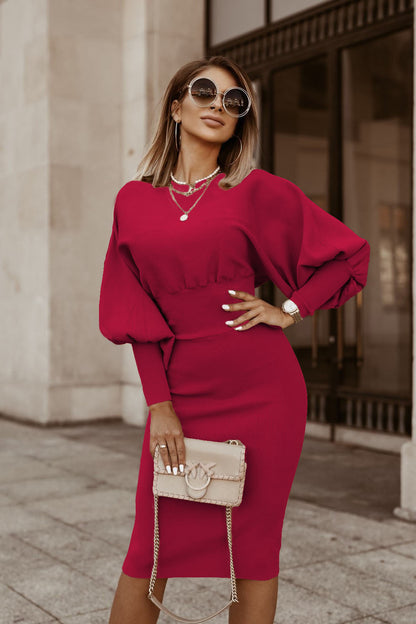 Vellamora — Long-Sleeve Marked-Waist Casual Dress
