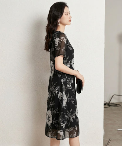 Florè — Chiffon Sheer Overlay Midi Dress