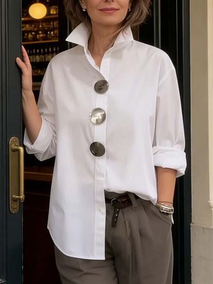 Célène — Collar Blouse with Metal Buttons