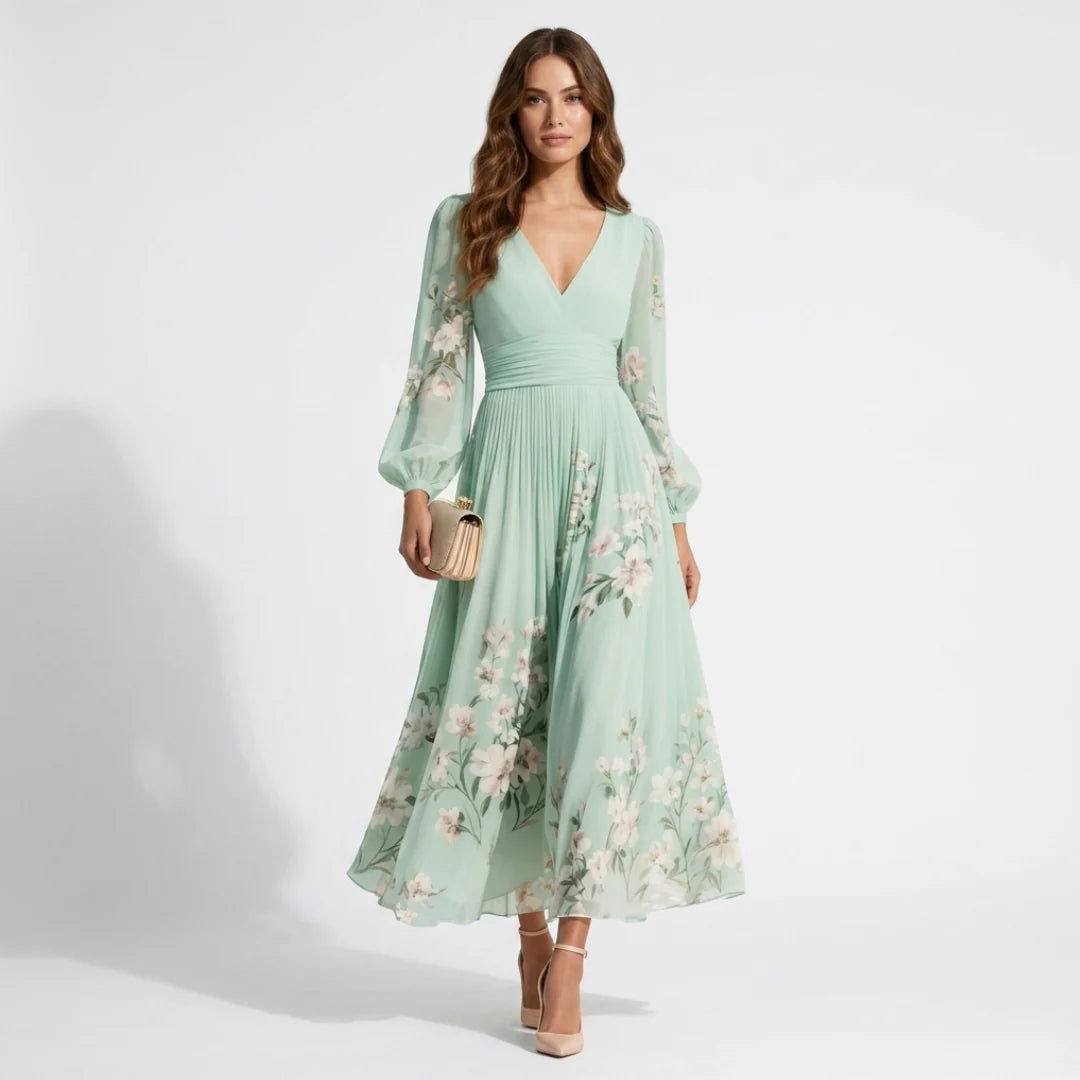 Florenne — Women's Pleated Long Sleeve Dress