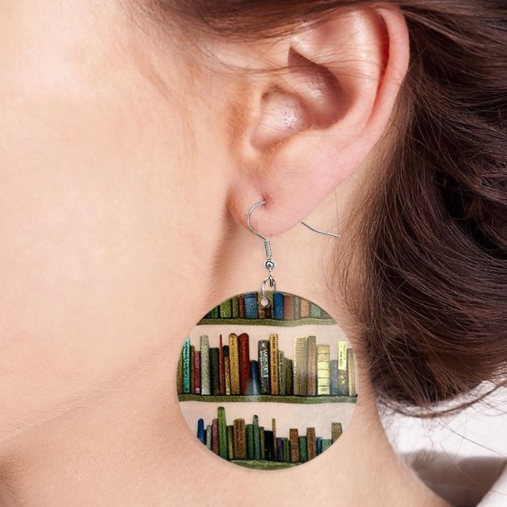 Retro Book Design — Expressive Reader Drop Earrings