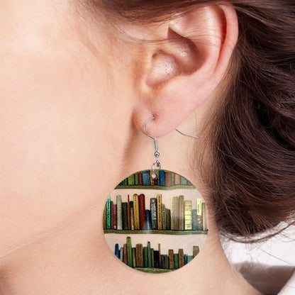 Retro Book Design — Expressive Reader Drop Earrings