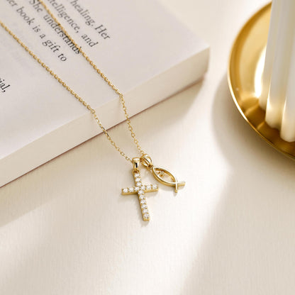 Faith Necklace — Cross Ichthys Symbol Pendant