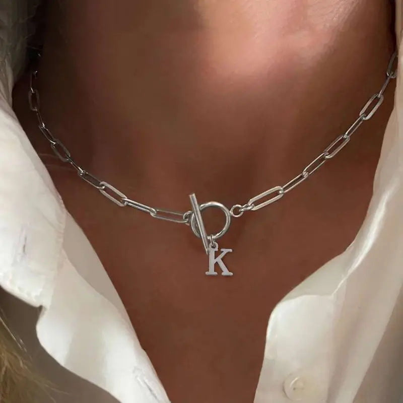 Initial Necklace — Paperclip Chain