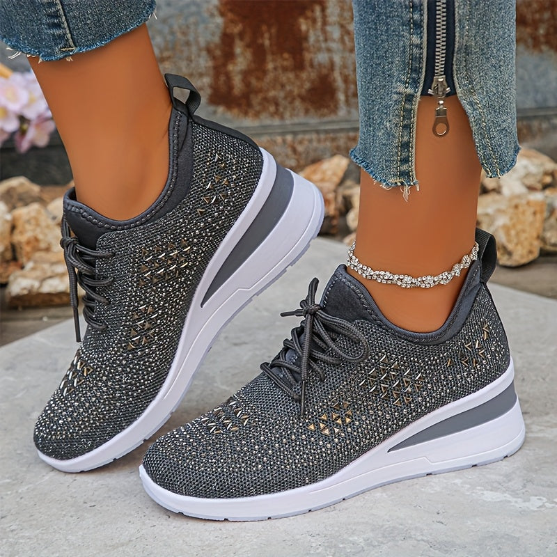 Women's casual, fashionable, breathable, sneakers adorned with crystals
