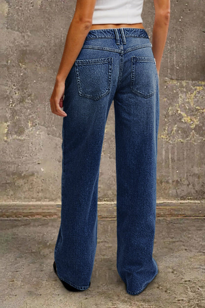 Straight Leg Jeans with Mid Rise
