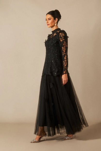 Elizabeth  - Butterfly Embroidered Lace Formal Maxi Dress