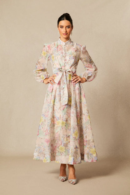 Anne — Floral Balloon Sleeve Maxi Dress