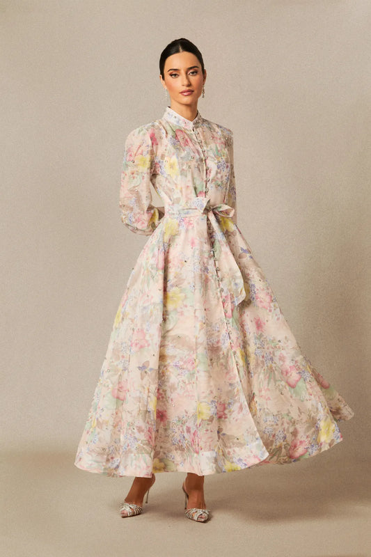 Anne — Floral Balloon Sleeve Maxi Dress