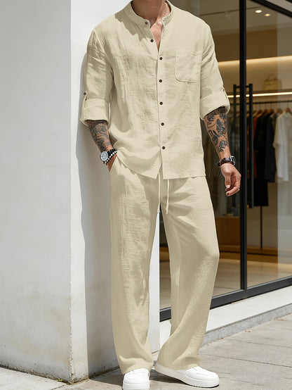 Linènce — Linen Blend Shirt & Trouser Two-Piece Set