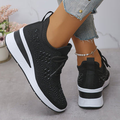 Women's casual, fashionable, breathable, sneakers adorned with crystals