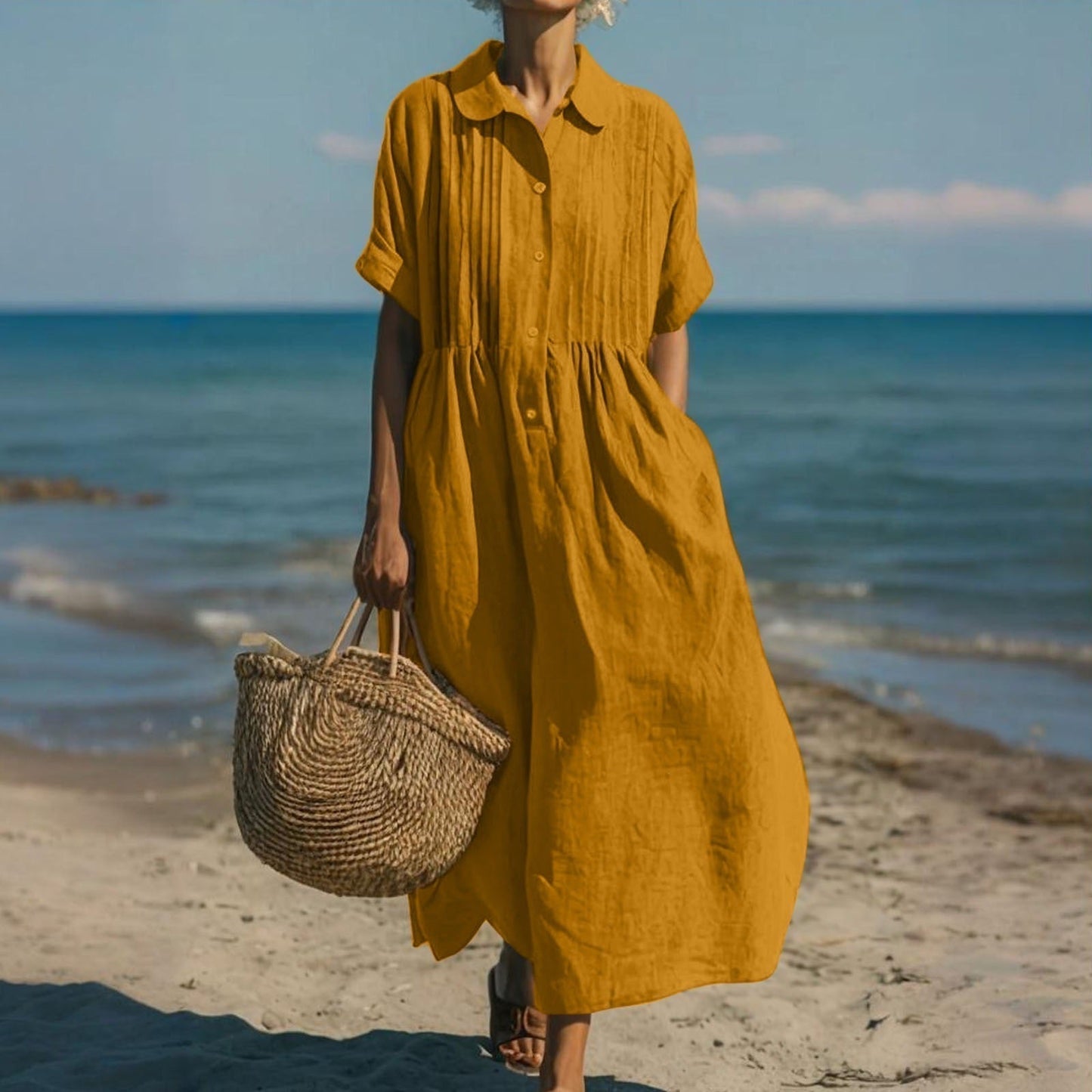 Alízé — Linen Button-Front Summer Dress