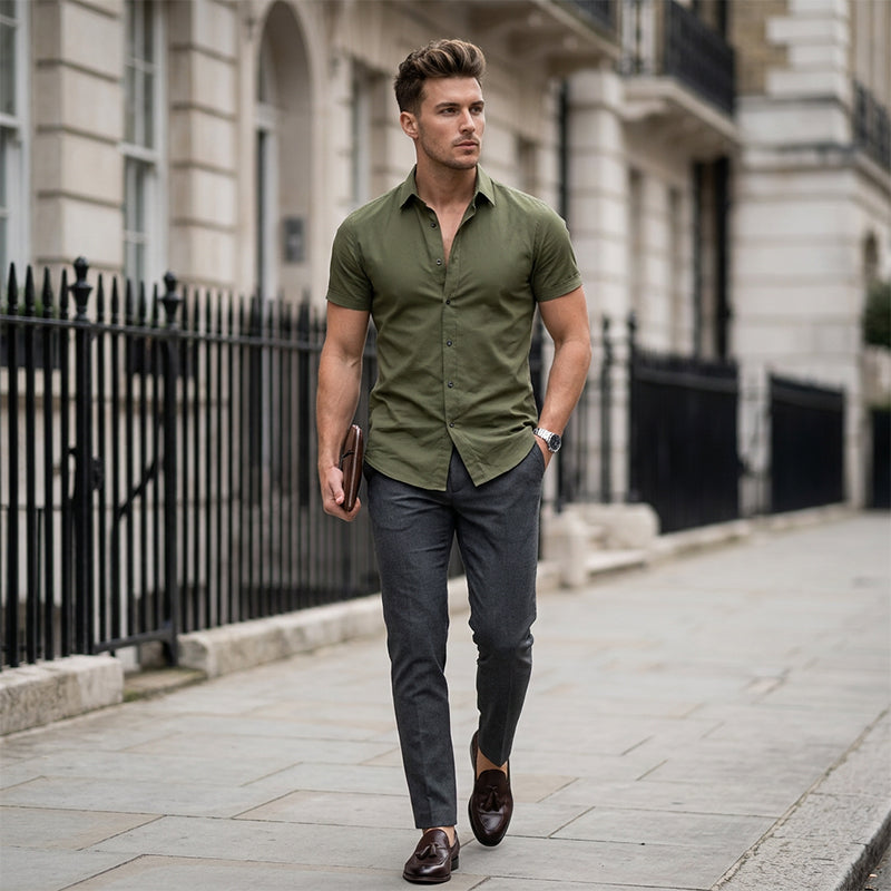 Calvern — Wrinkle-Free Cotton Button-Down Shirt