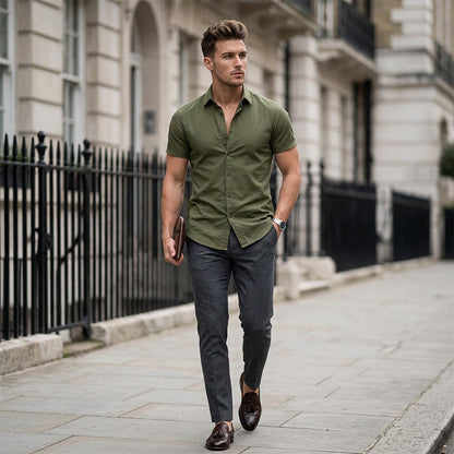 Calvern — Wrinkle-Free Cotton Button-Down Shirt
