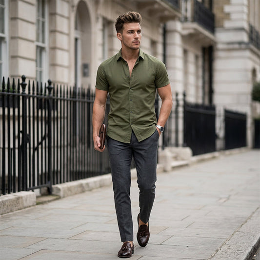 Calvern — Wrinkle-Free Cotton Button-Down Shirt