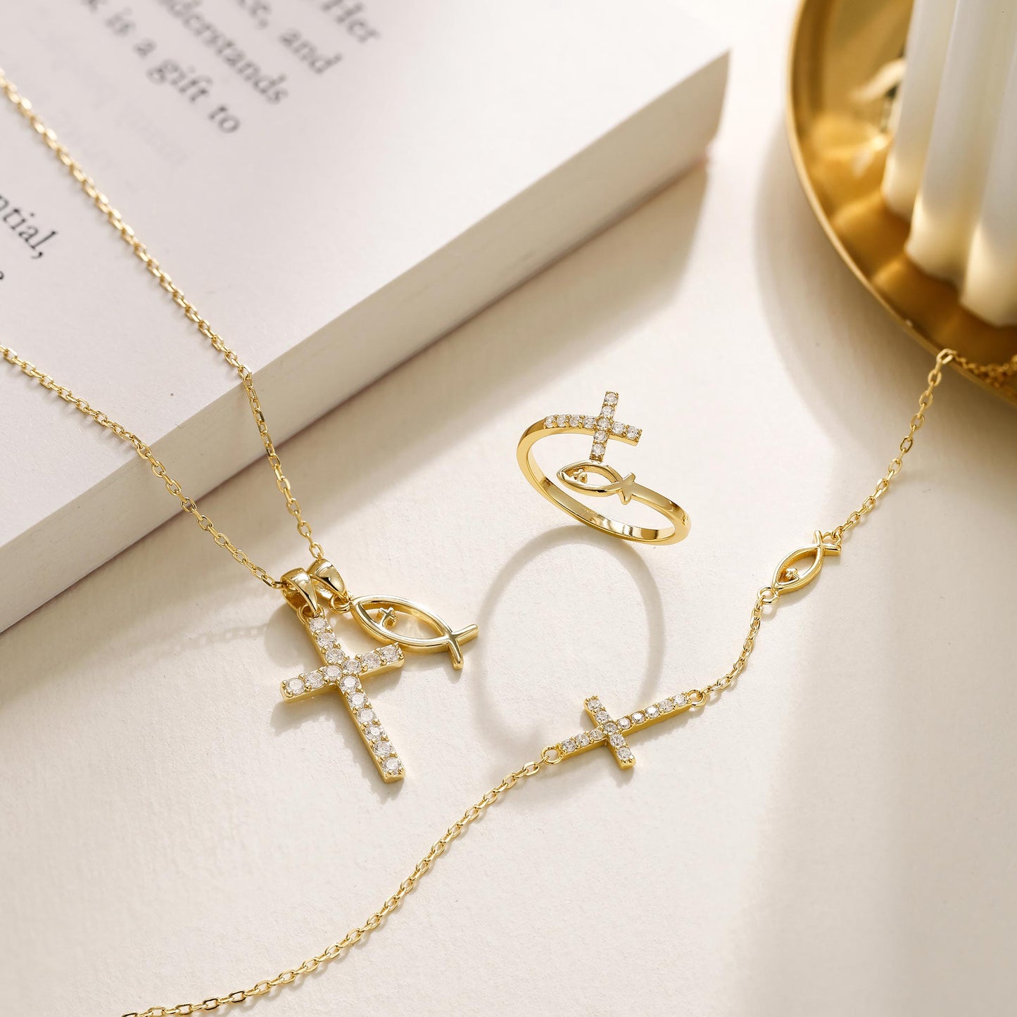 Faith Necklace — Cross Ichthys Symbol Pendant