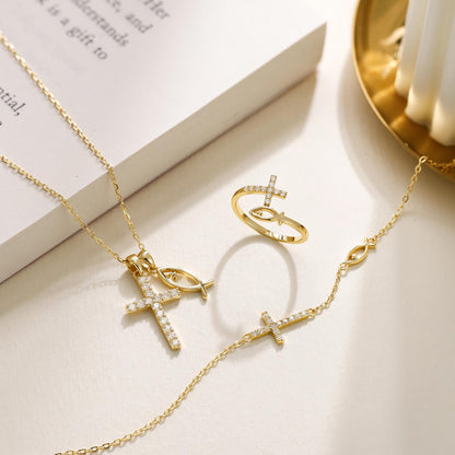 Faith Necklace — Cross Ichthys Symbol Pendant