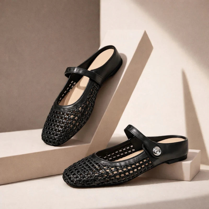 Solène — Woven Square-Toe Mary Jane Mule