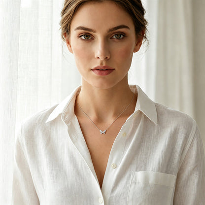Papillon — Blue Butterfly Necklace with Delicate Charm