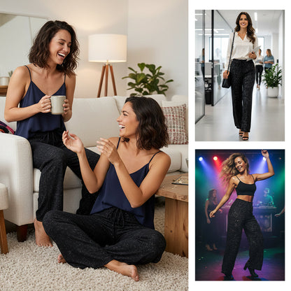 Lumivra — Wide-Leg Sequin Trousers