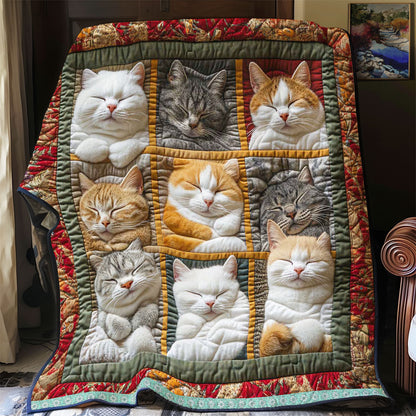 Cozy Blanket with 9 Sleeping Royal Cats