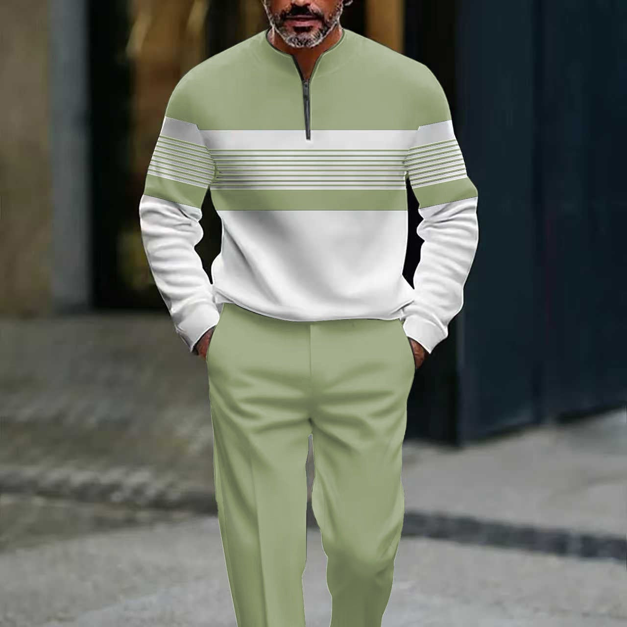 Grafton — Graphic Print Quarter-Zip Tracksuit Set