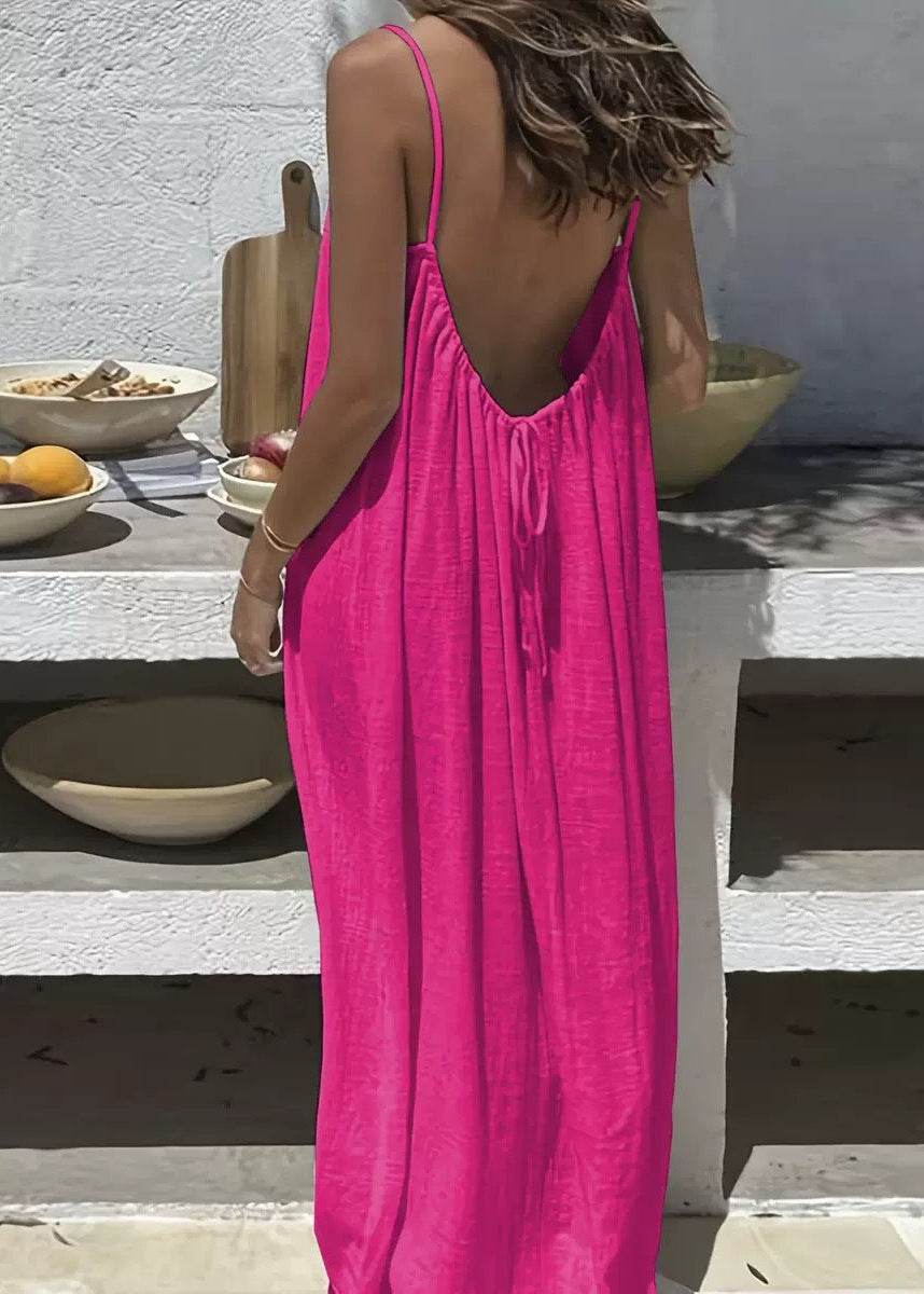 Velène — Open-Back Midi Dress with Adjustable Straps