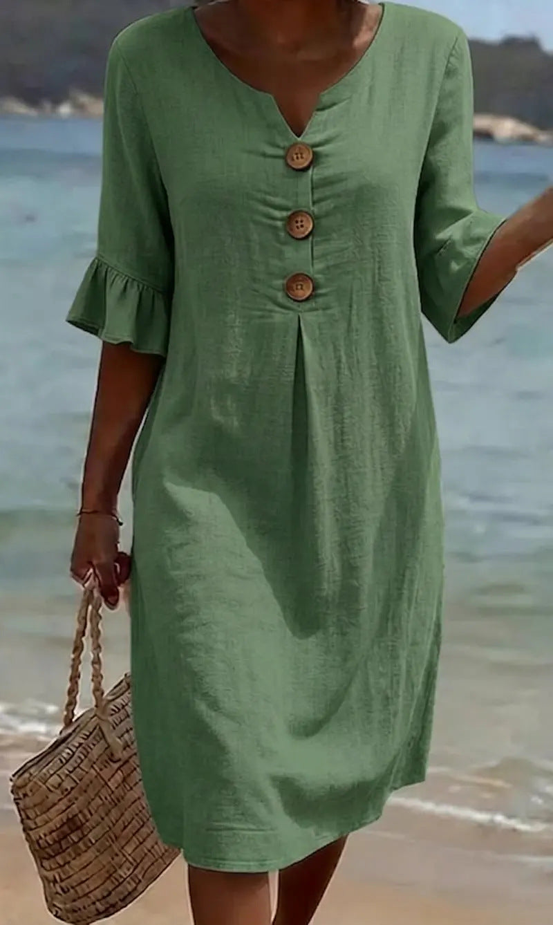 Lunetta — Lightweight Button Dress