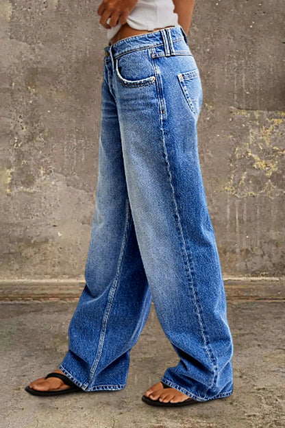 Straight Leg Jeans with Mid Rise