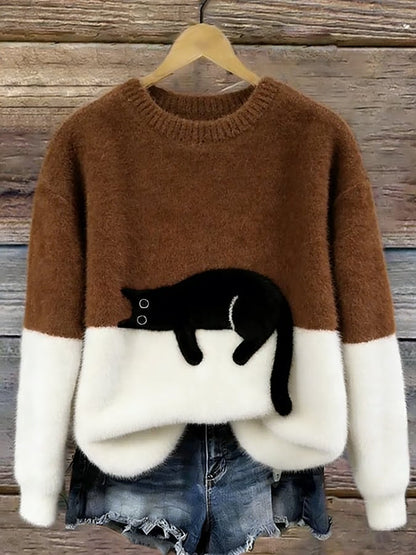 Caitlin - Comfortable Casual Cat Graphic Jumper