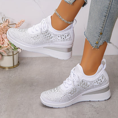 Women's casual, fashionable, breathable, sneakers adorned with crystals