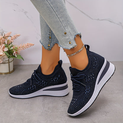Women's casual, fashionable, breathable, sneakers adorned with crystals