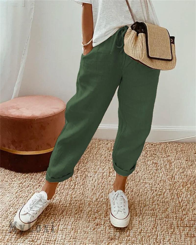 Lirèa — High-Waist Cotton Linen Wide-Leg Trousers