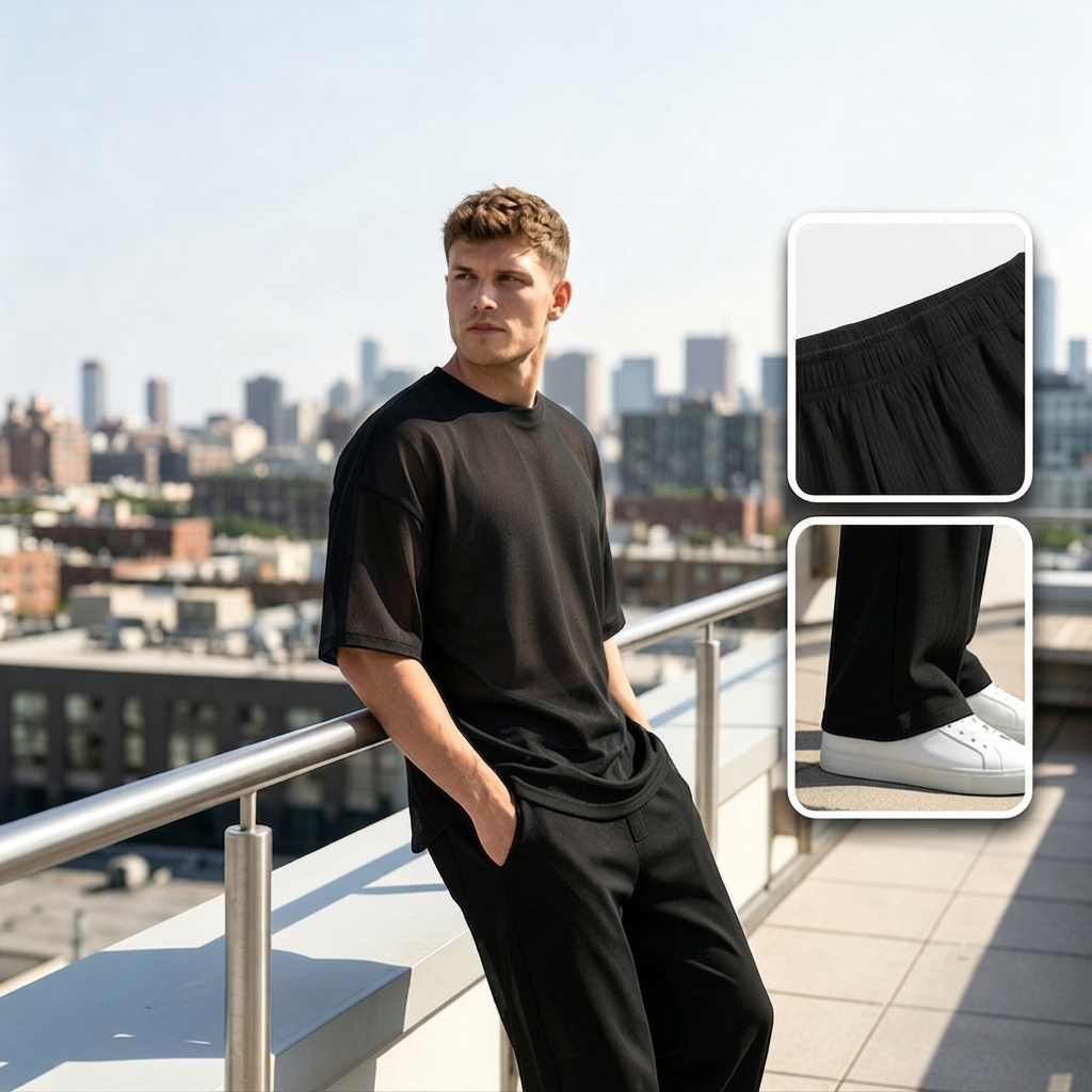 Marchevio — Two-Piece Tee & Wide-Leg Pants Set