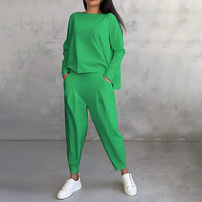 Cotonné — Cotton Asymmetric Sweatshirt & Trouser Set