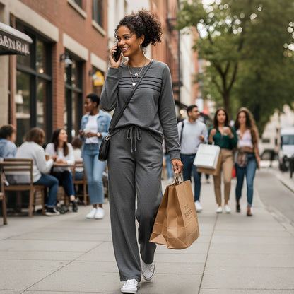 Softené — Crew-Neck Top & Drawstring Trouser