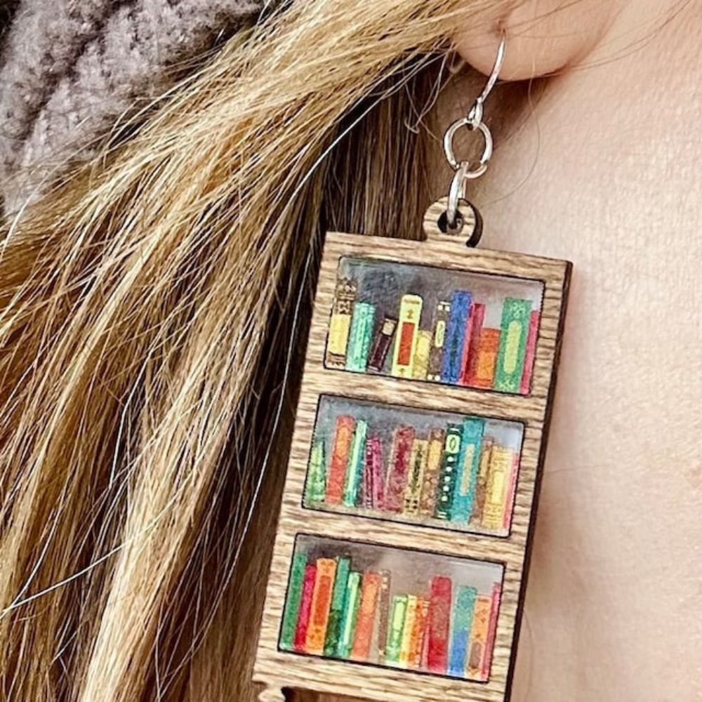 Retro Book Design — Expressive Reader Drop Earrings