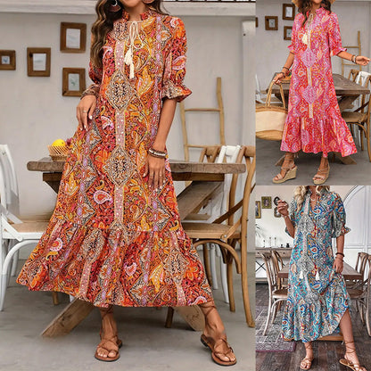 Lumielle — Summer Maxi Floral Dress with V-Neck