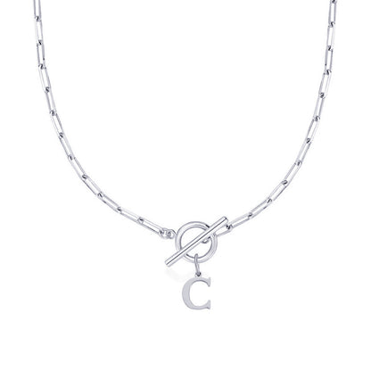 Initial Necklace — Paperclip Chain