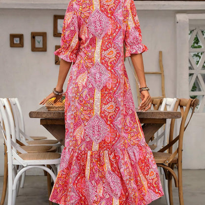 Lumielle — Summer Maxi Floral Dress with V-Neck