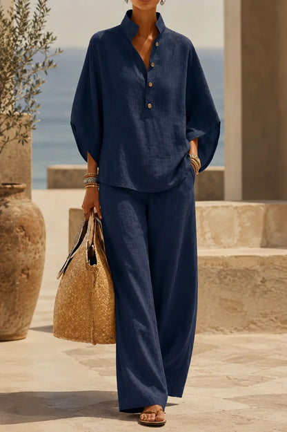 Mariel — Batwing Blouse & Wide-Leg Trouser Set