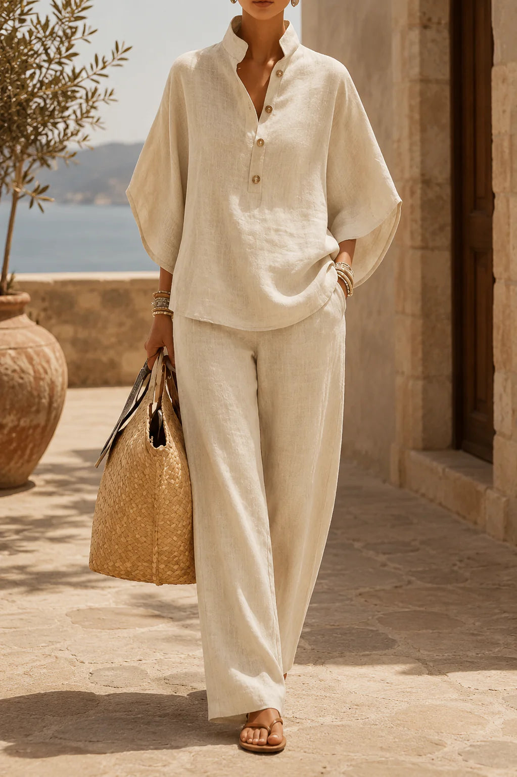 Mariel — Batwing Blouse & Wide-Leg Trouser Set