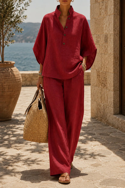 Mariel — Batwing Blouse & Wide-Leg Trouser Set