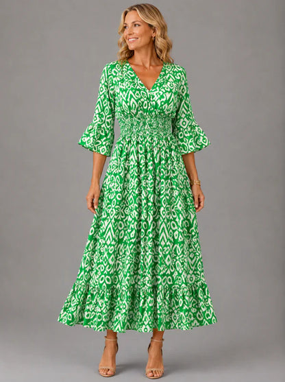 Vivenne — V-Neck Vintage Maxi Dress