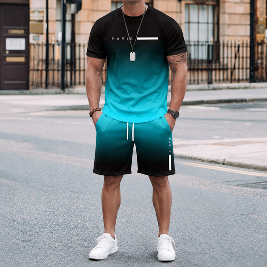 Luxoro — Gradient T-Shirt & Shorts Two-Piece Set