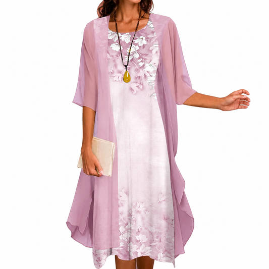 Shuovè — Floral Chiffon Two-Piece Midi Dress Set
