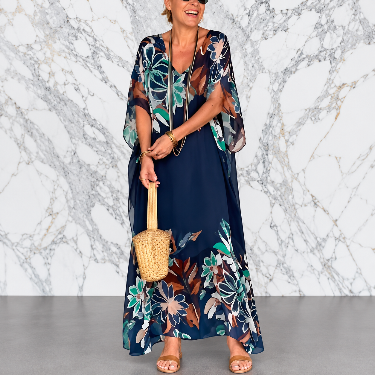 Voilène — Printed Chiffon Maxi Dress